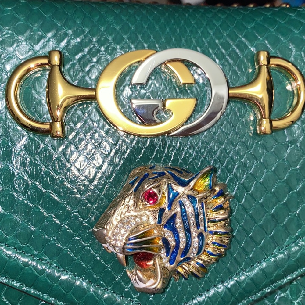 Gucci Rajah Green Genuine Python Bag - Picture 10 of 15